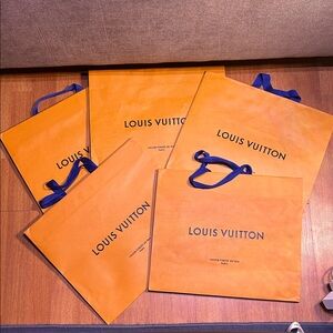 Louis Vuitton Bold Orange Bags with Blue Handles